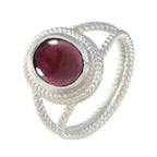Garnet Solitaire Mexican Sterling Silver Red Gemstone Classic Rope Wire Ring Jewellery