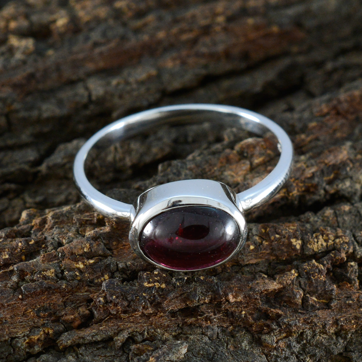 Garnet Solitaire Turkish Silver Red Gemstones Dainty Abstract Ring Jewellery