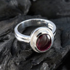 Garnet Solitaire Indian Silver Red Gemstone Classic Sophisticated Ring Jewellery