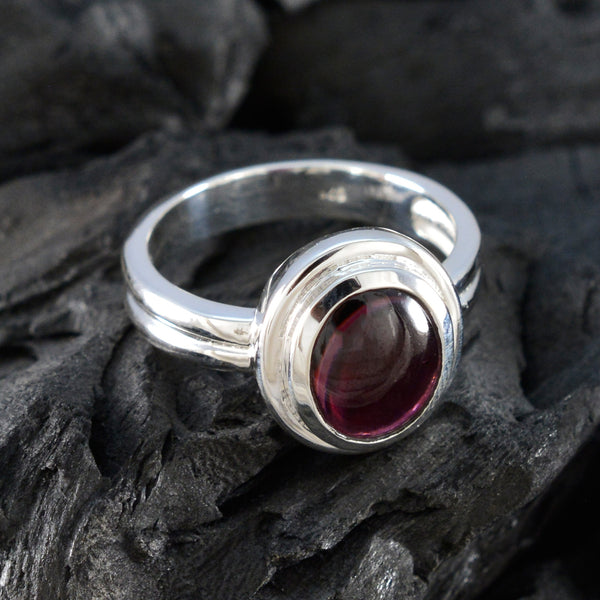 Garnet Solitaire Indian Silver Red Gemstone Classic Sophisticated Ring Jewellery