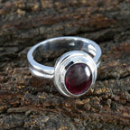 Garnet Solitaire Indian Silver Red Gemstone Classic Sophisticated Ring Jewellery