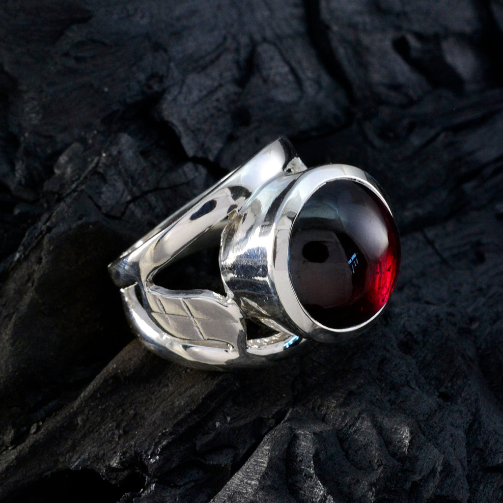 Garnet Solitaire French 925 Sterling Silver Red Gems Chunky Sophisticated Ring Jewellery