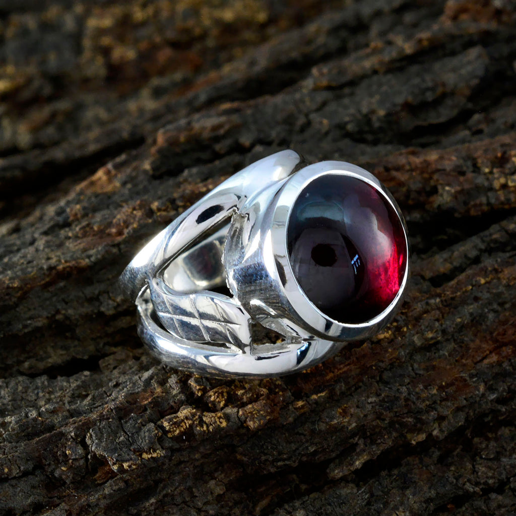 Garnet Solitaire French 925 Sterling Silver Red Gems Chunky Sophisticated Ring Jewellery