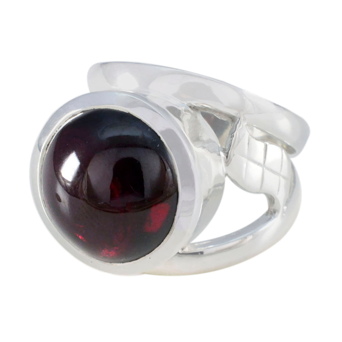 Garnet Solitaire French 925 Sterling Silver Red Gems Chunky Sophisticated Ring Jewellery Main image