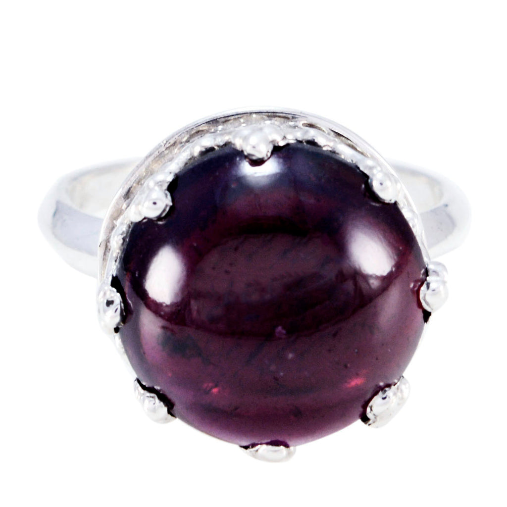 Garnet Solitaire French Sterling Silver Red Gemstone Minimal Art Deco Ring Jewelry