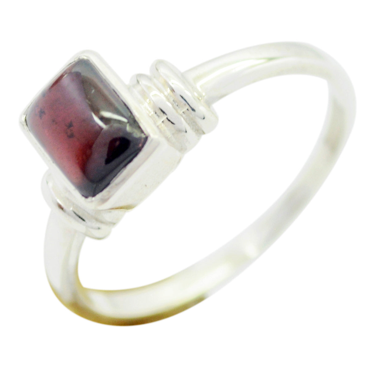 Garnet Solitaire American Sterling Silver Red Gemstones Dainty Abstract Ring Jewellery メイン画像