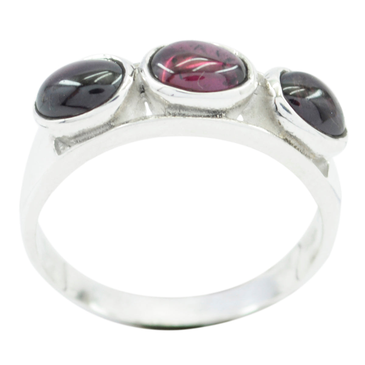 Garnet Trilogy Korean Silver Red Gems Dainty Romantic Ring Jewelry