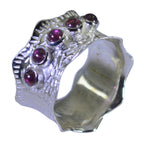 Garnet Penta Moroccan 925 Silver Red Gems Mid weight Vintage Band Jewelry