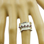 Garnet Penta Moroccan 925 Silver Red Gems Mid weight Vintage Band Jewelry