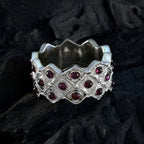 Garnet multiple French Silver Red Gemstone Chunky Eternity Band Jewellery