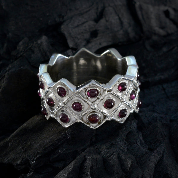 Garnet multiple French Silver Red Gemstone Chunky Eternity Band Jewellery
