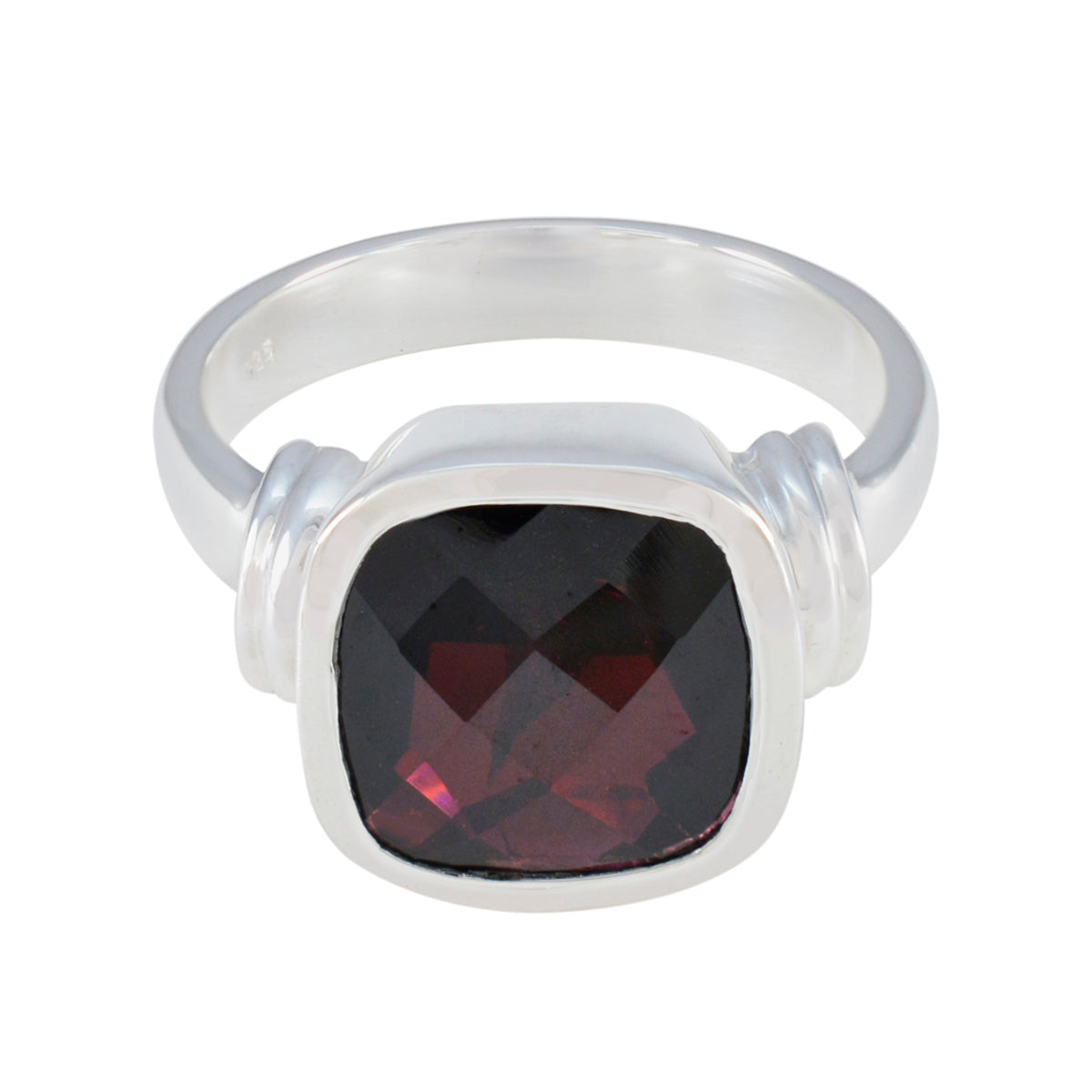 Garnet Solitaire Moroccan 925 Silver Red Gemstones Eye catching Abstract Ring Jewelry Imagen principal del producto