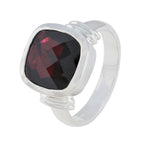 Garnet Solitaire Moroccan 925 Silver Red Gemstones Eye catching Abstract Ring Jewelry