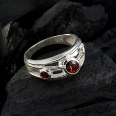 Garnet Trilogy African 92.5 Silver Red Gems Classic Glamorous Ring Jewelry