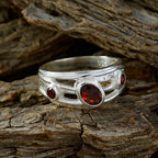 Garnet Trilogy African 92.5 Silver Red Gems Classic Glamorous Ring Jewelry