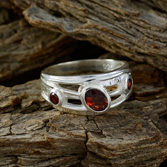 Garnet Trilogy African 92.5 Silver Red Gems Classic Glamorous Ring Jewelry