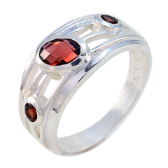 Garnet Trilogy African 92.5 Silver Red Gems Classic Glamorous Ring Jewelry