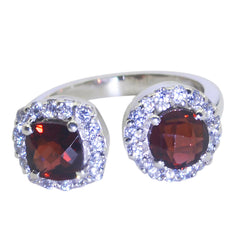 Garnet Toi et Moi African Silver Red Gemstones Tiny Love Ring Jewellery