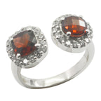 Garnet Toi et Moi African Silver Red Gemstones Tiny Love Ring Jewellery