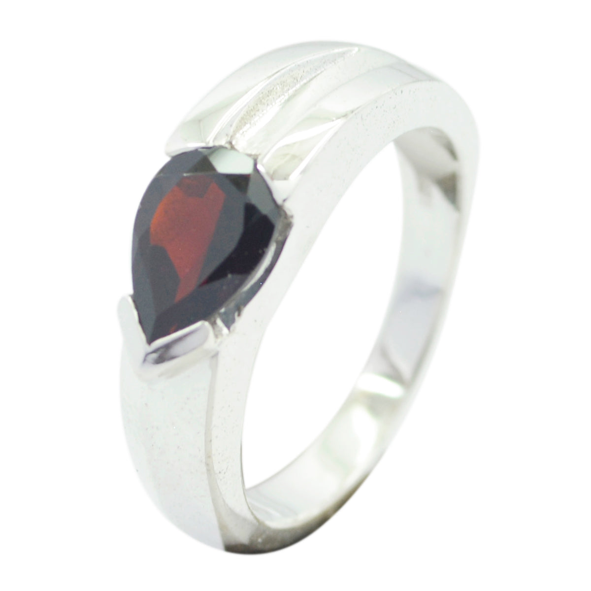Garnet Solitaire German 925 Sterling Silver Red Gemstones Minimal wedding Ring Jewelry Immagine principale del prodotto