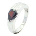 Garnet Solitaire German 925 Sterling Silver Red Gemstones Minimal wedding Ring Jewelry