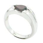 Garnet Solitaire German 925 Sterling Silver Red Gemstones Minimal wedding Ring Jewelry