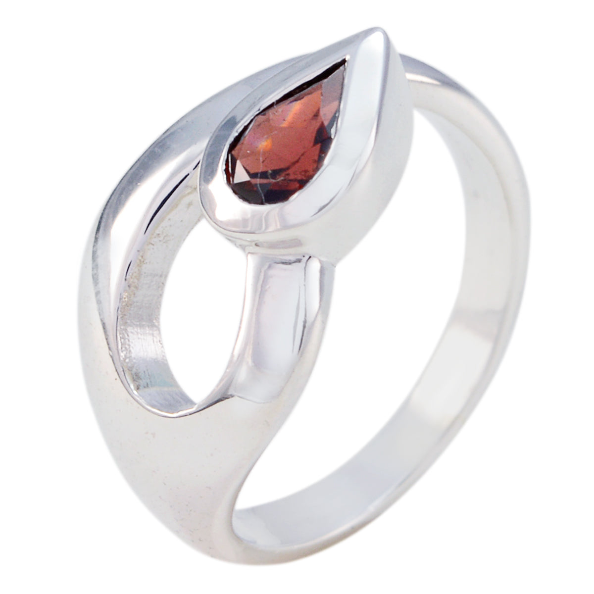 Garnet Solitaire African Sterling Silver Red Gemstone Minimal valentine Ring Jewelry