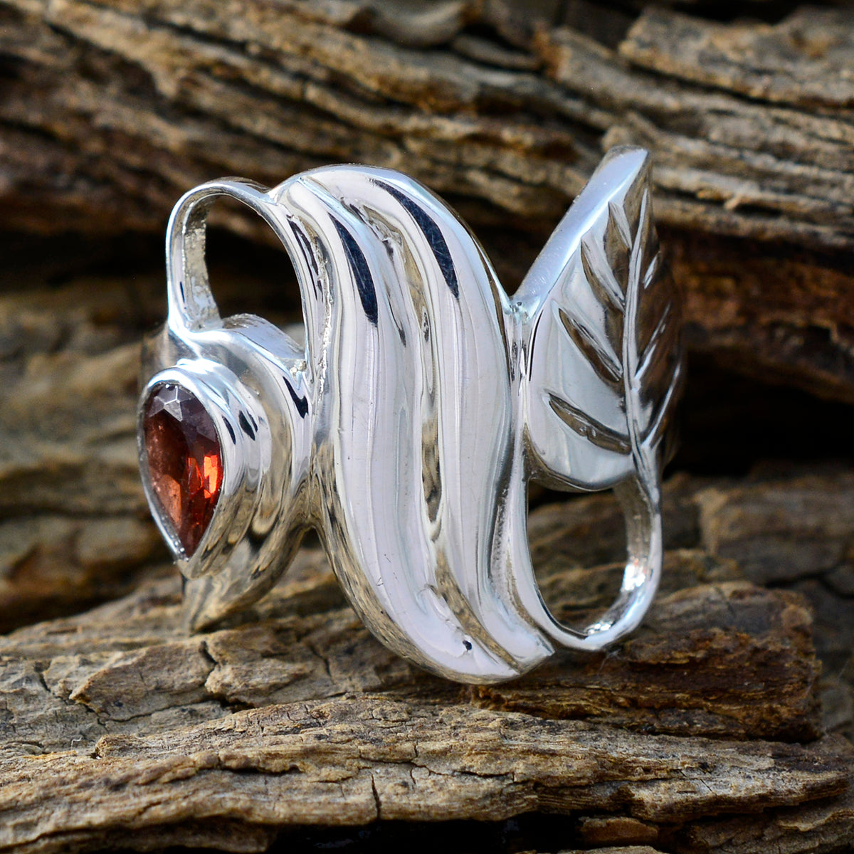 Garnet Solitaire Indian Silver Red Gems Minimal propsel Ring Jewelry