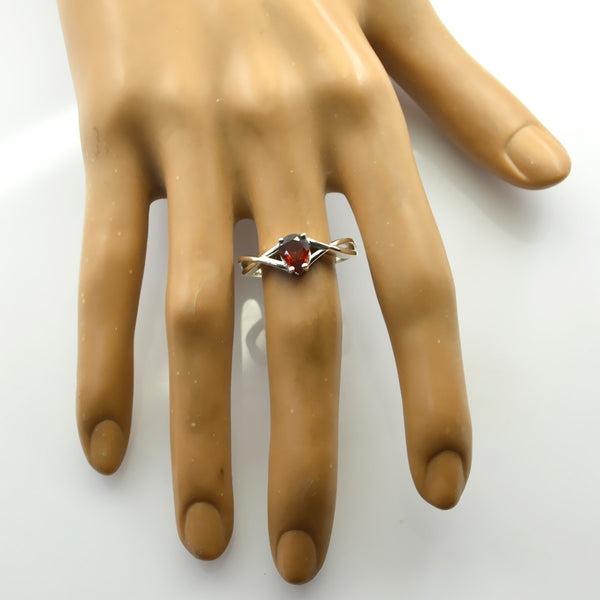 Garnet Solitaire Korean 92.5 Silver Red Gems Whisper thin Romantic Ring Jewellery