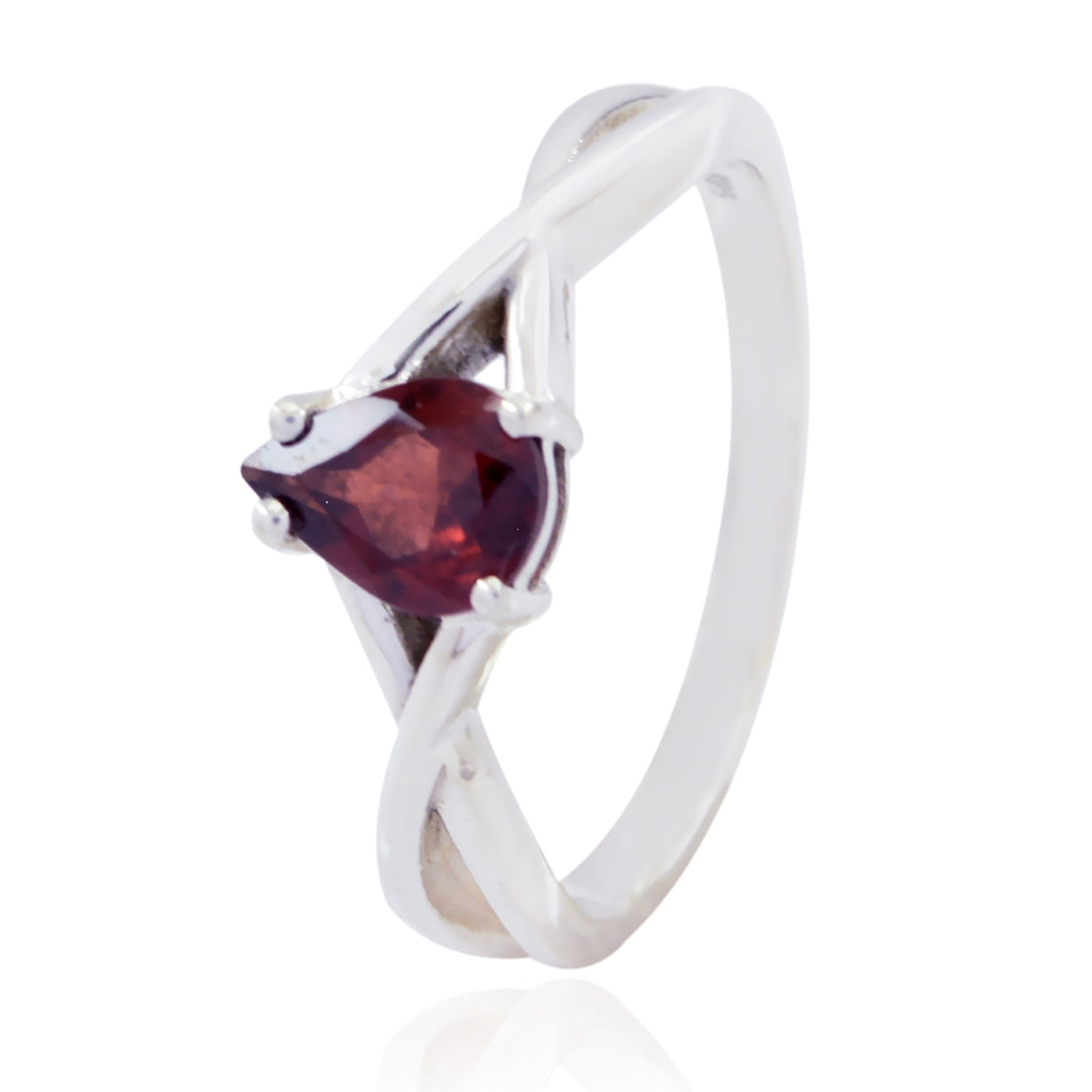 Garnet Solitaire Korean 92.5 Silver Red Gems Whisper thin Romantic Ring Jewellery