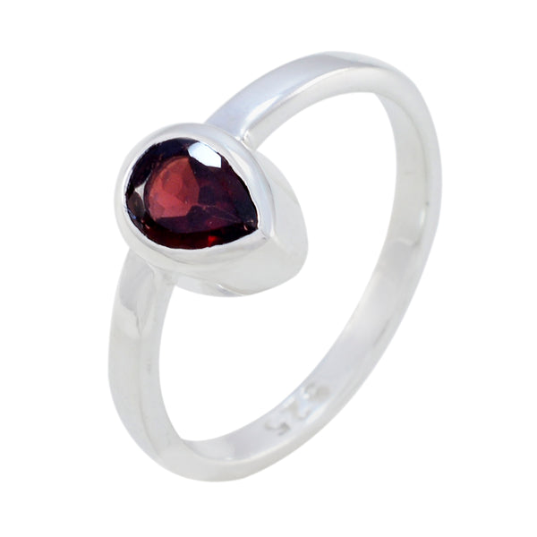 Garnet Solitaire Korean Silver Red Gemstone Delicate Romantic Ring Jewelry