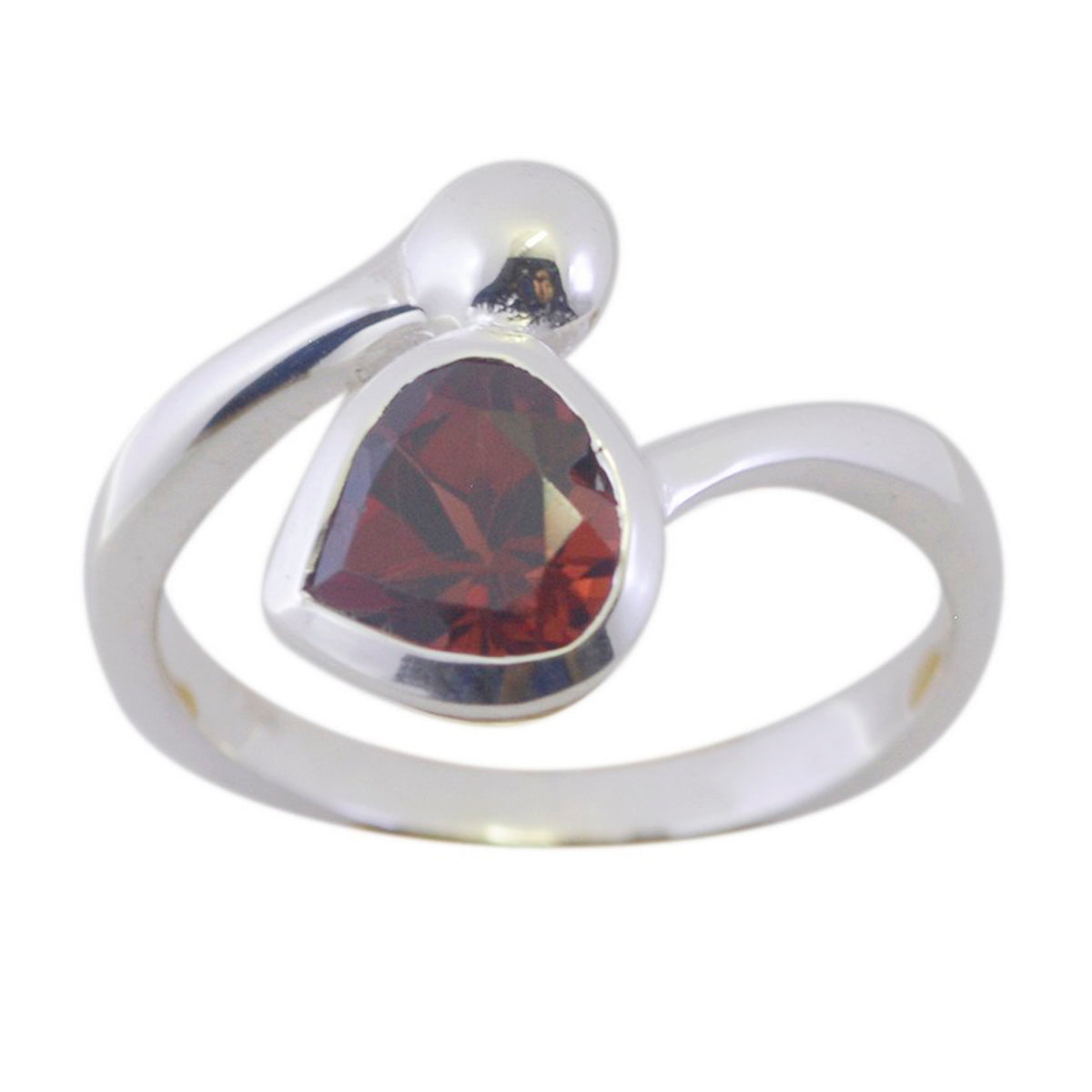 Garnet Solitaire American 925 Silver Red Gemstone Whisper thin Luxurious Ring Jewellery Главное изображение товара
