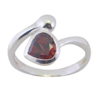 Garnet Solitaire American 925 Silver Red Gemstone Whisper thin Luxurious Ring Jewellery