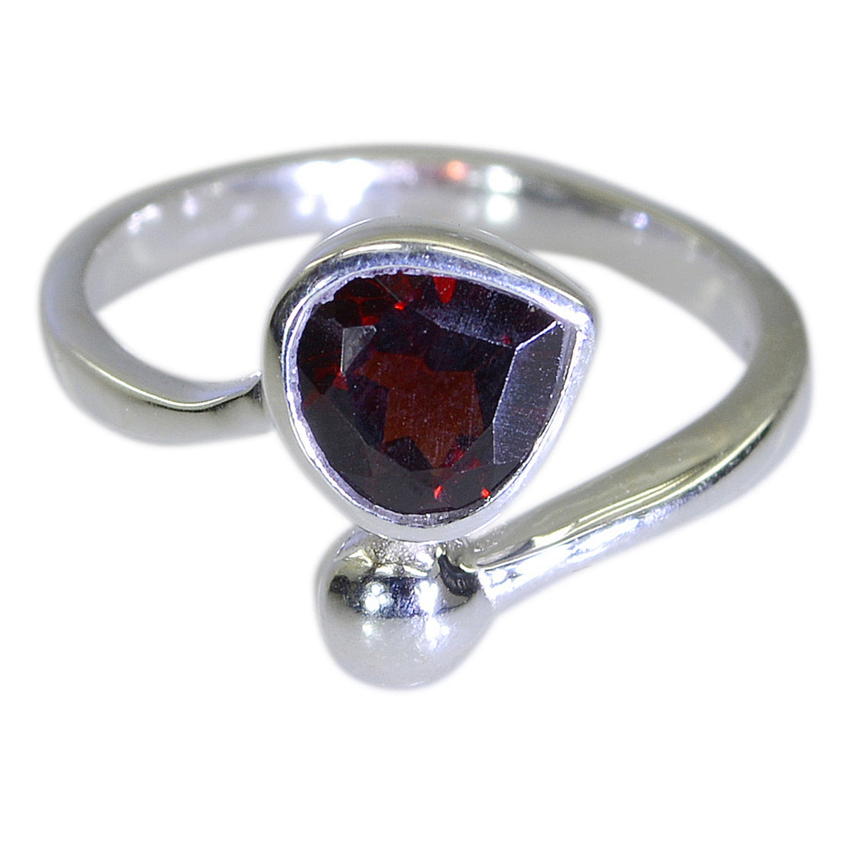 Garnet Solitaire American 925 Silver Red Gemstone Whisper-thin Luxurious Ring Jewellery Второстепенное изображение товара