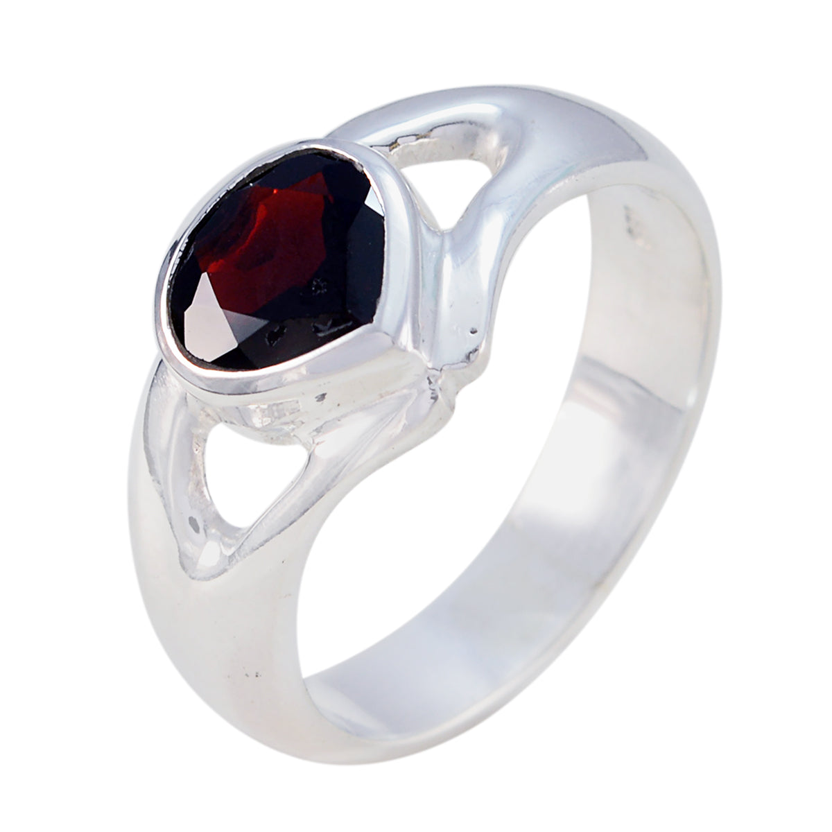 Garnet Solitaire African 92.5 Silver Red Gemstones Tiny Glamorous Ring Jewelry