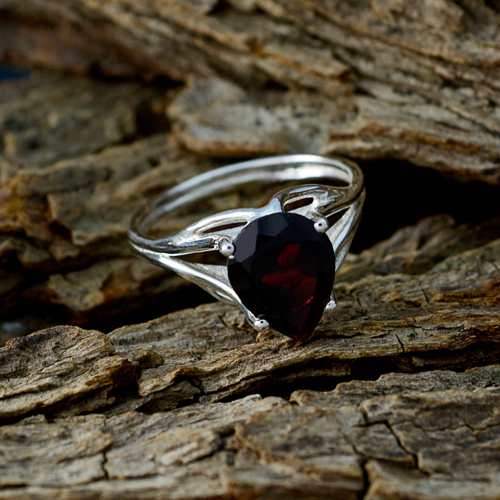 Garnet Solitaire Korean 92.5 Silver Red Gemstone Dainty Engagement Ring Jewellery