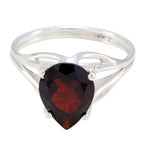 Garnet Solitaire Korean 92.5 Silver Red Gemstone Dainty Engagement Ring Jewellery