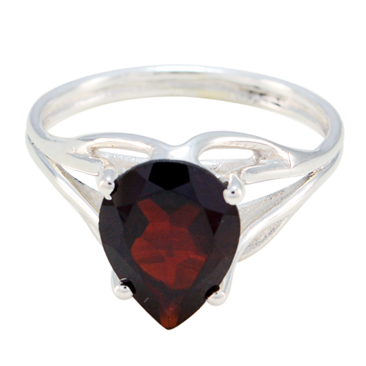 Garnet Solitaire Korean 92.5 Silver Red Gemstone Dainty Engagement Ring Jewellery