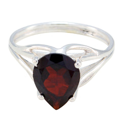Garnet Solitaire Korean 92.5 Silver Red Gemstone Dainty Engagement Ring Jewellery