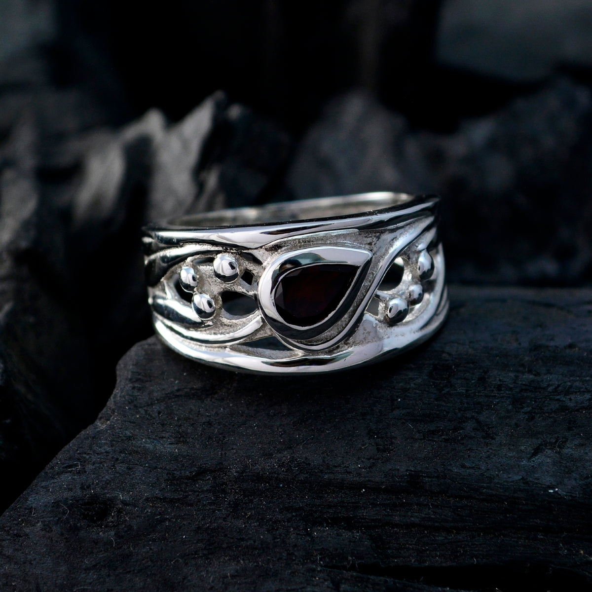 Garnet Solitaire Russian 925 Silver Red Gemstones Classic Promise Ring Jewellery