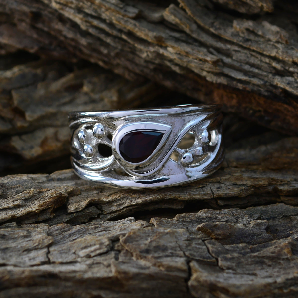 Garnet Solitaire Russian 925 Silver Red Gemstones Classic Promise Ring Jewellery