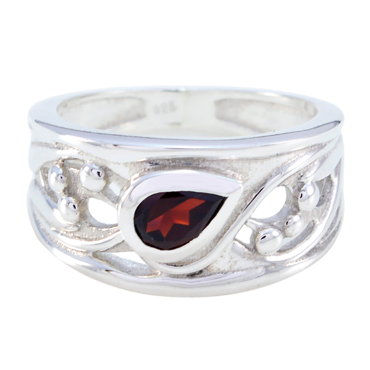 Garnet Solitaire Russian 925 Silver Red Gemstones Classic Promise Ring Jewellery Главное изображение товара
