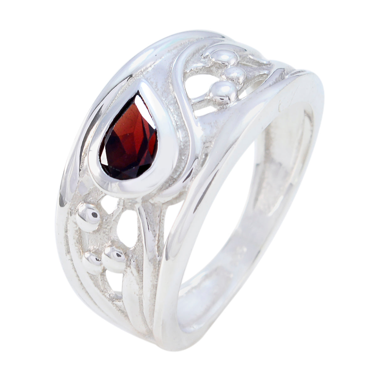 Garnet Solitaire Russian 925 Silver Red Gemstones Classic Promise Ring Jewellery