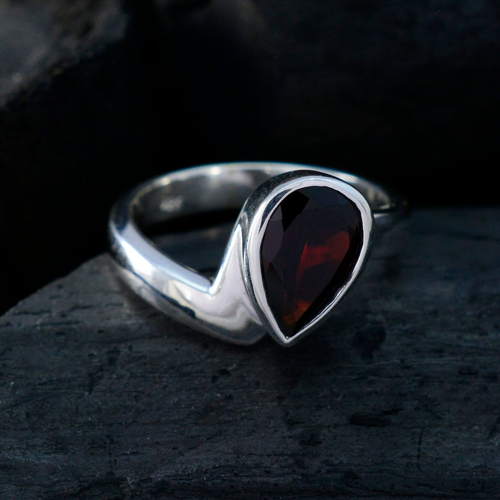 Garnet Solitaire Turkish 92.5 Silver Red Gems Whisper thin Graceful Ring Jewelry