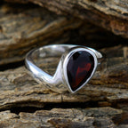 Garnet Solitaire Turkish 92.5 Silver Red Gems Whisper thin Graceful Ring Jewelry