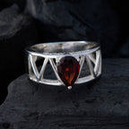 Garnet Solitaire African 925 Silver Red Gemstone Tiny Sophisticated Ring Jewelry