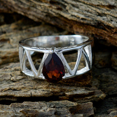 Garnet Solitaire African 925 Silver Red Gemstone Tiny Sophisticated Ring Jewelry