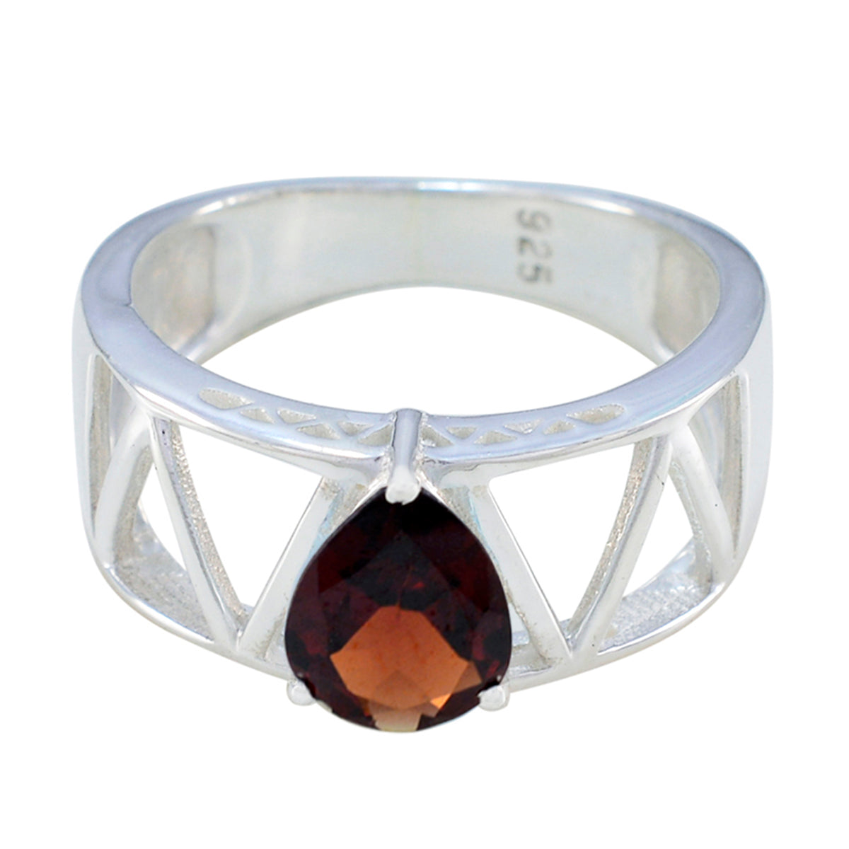 Garnet Solitaire African 925 Silver Red Gemstone Tiny Sophisticated Ring Jewelry