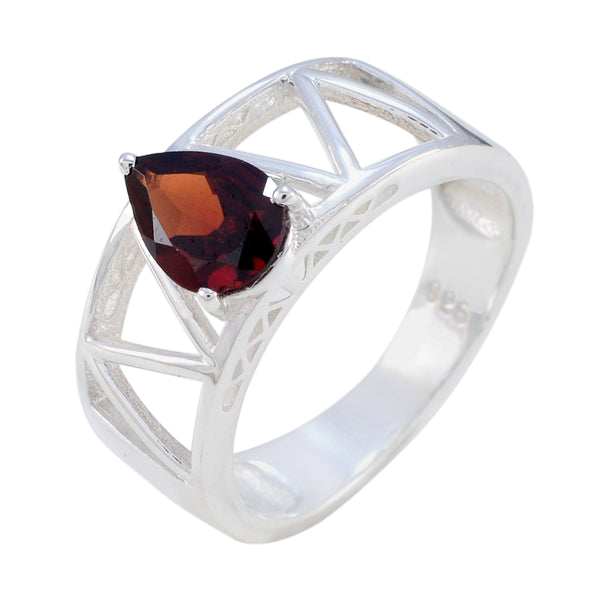 Garnet Solitaire African 925 Silver Red Gemstone Tiny Sophisticated Ring Jewelry