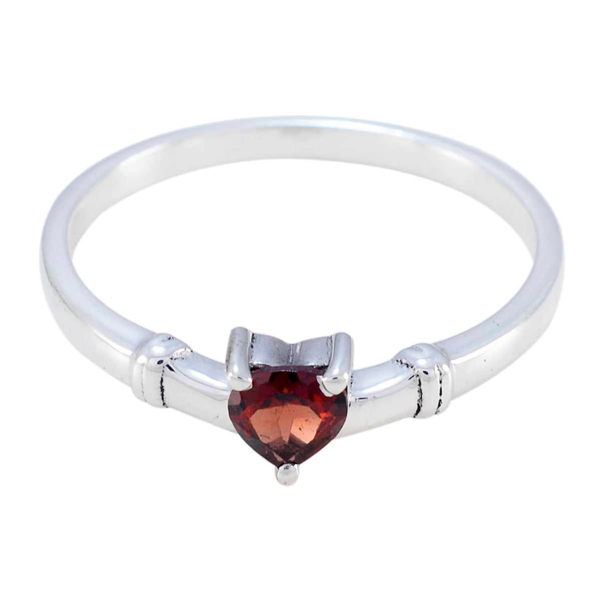 Garnet Solitaire American 92.5 Silver Red Gemstones Delicate Graceful Ring Jewellery Immagine principale del prodotto